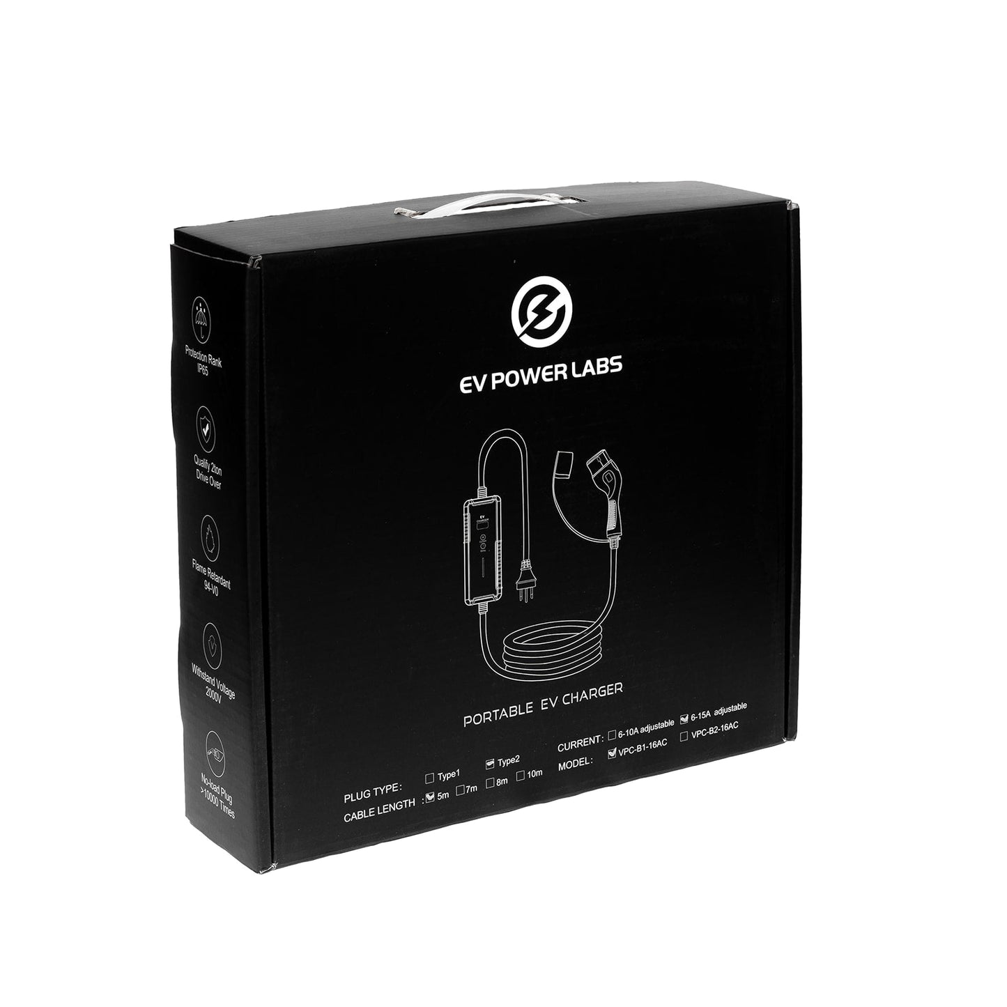 Type 2 Portable EV Charger w/ Screen | 6-15A (Adjustable) | EV Power Labs - Ev Power Labs