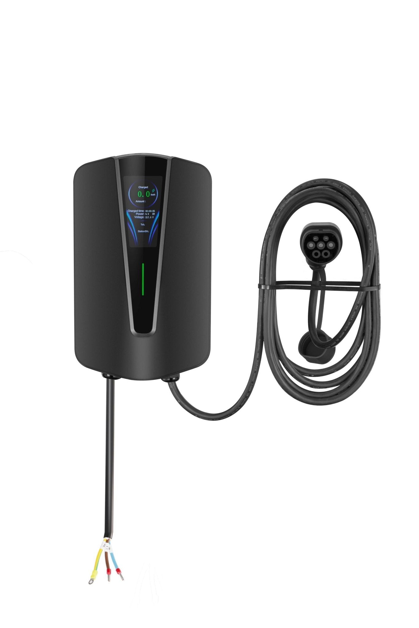 Type 2 Smart Wall Mount EV Charger W/ 4.3 - Inch LED Screen | 7/11/22KW - Ev Power Labs