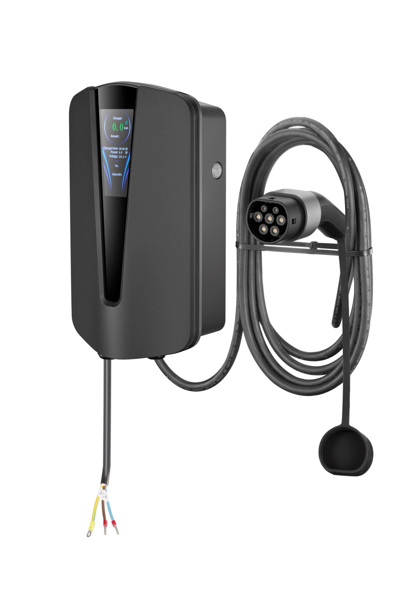 Type 2 Smart Wall Mount EV Charger W/ 4.3 - Inch LED Screen | 7/11/22KW - Ev Power Labs