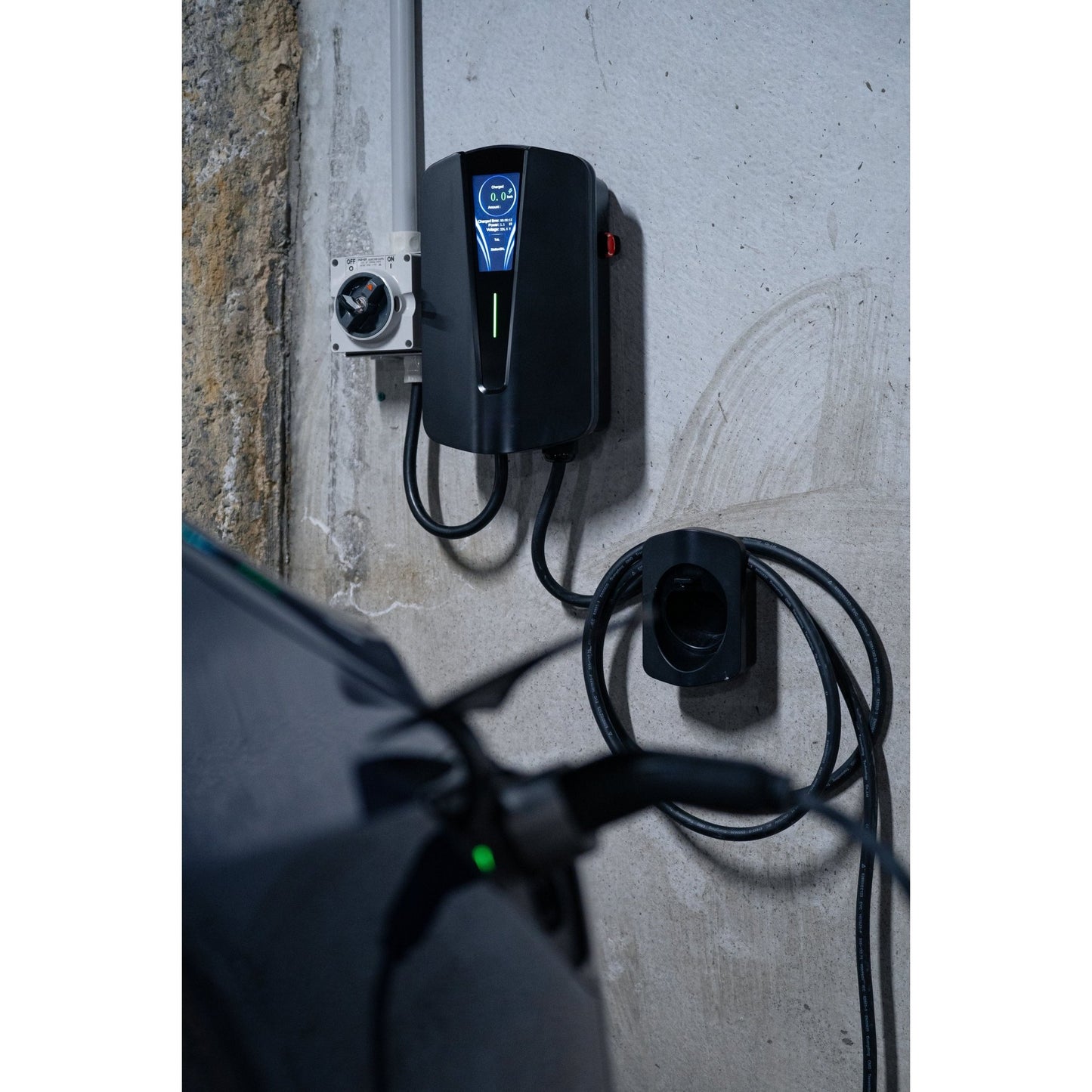 Type 2 Smart Wall Mount EV Charger W/ 4.3-Inch LED Screen | 7/11/22KW | EV Power Labs - Ev Power Labs